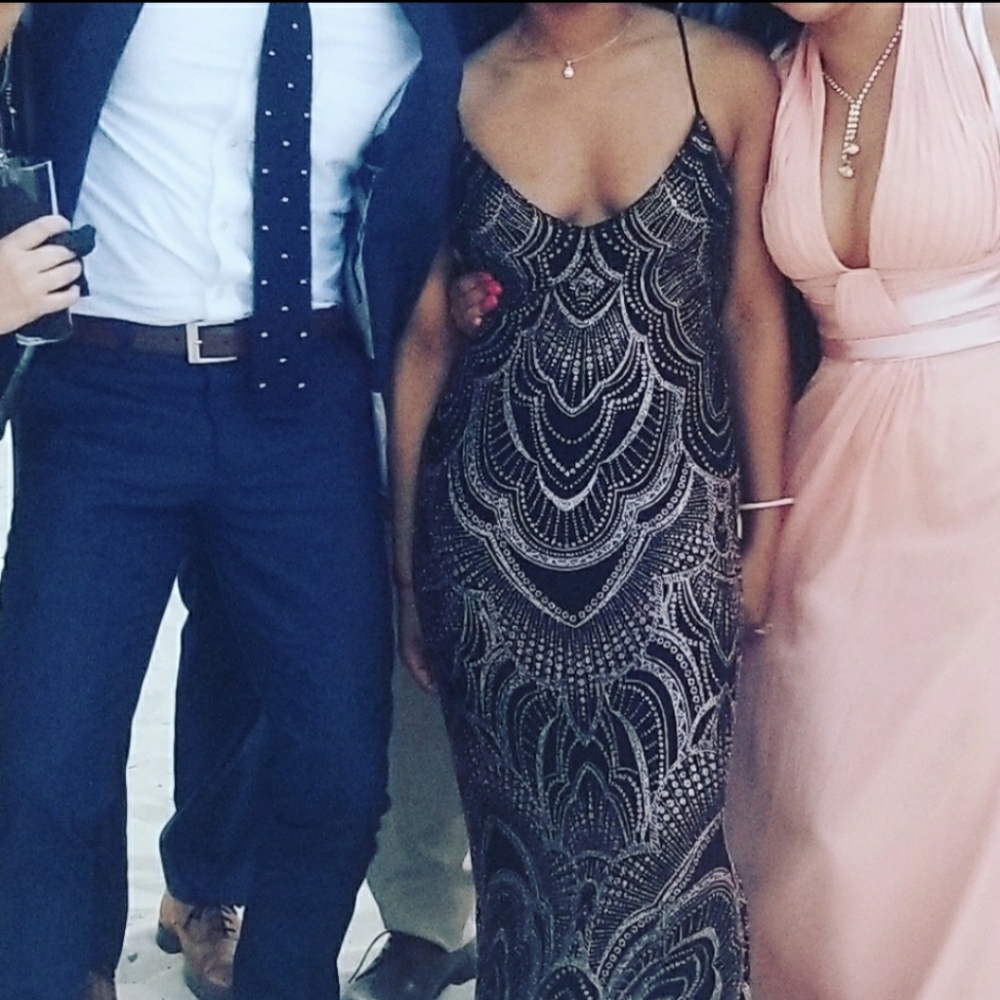 Black and Rose Gold Formal / Prom Dress
